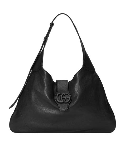 Aphrodite large shoulder bag in black leather 